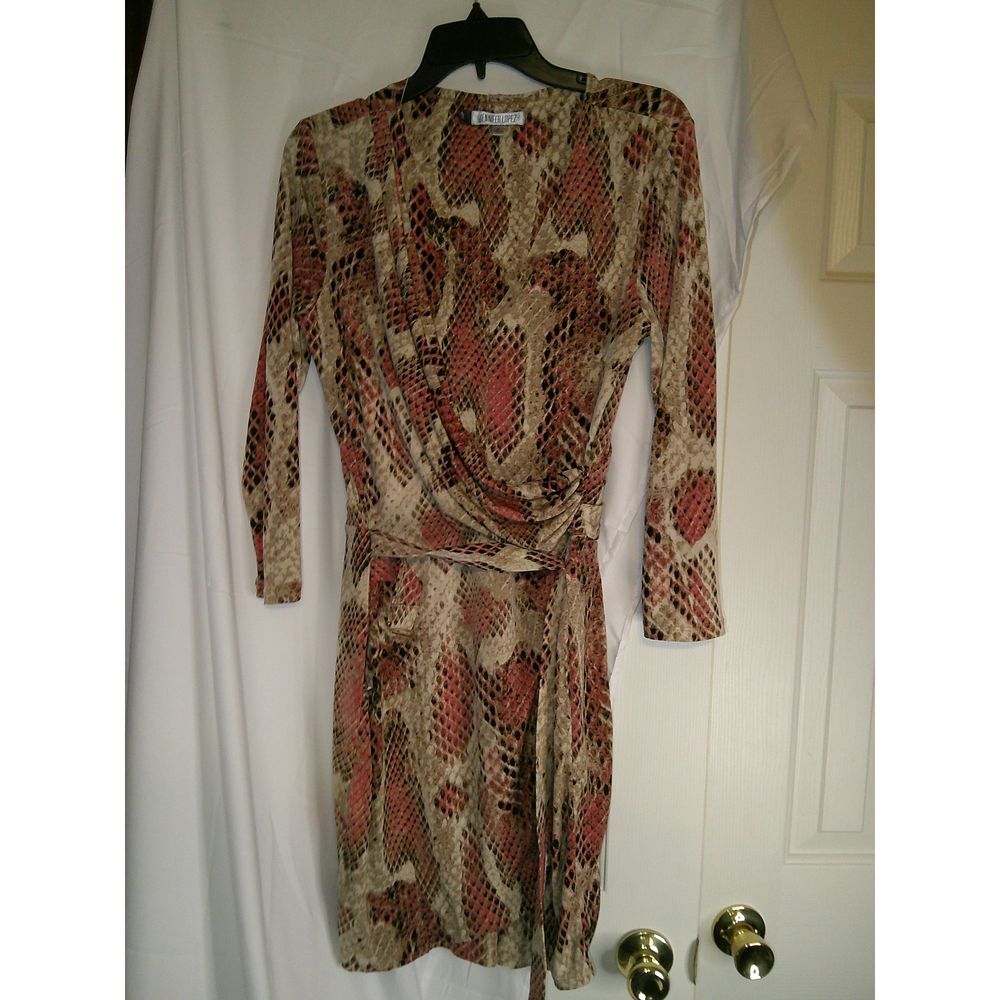 Jennifer Lopez Snake Print Wrap Dress Long Sleeve Cocktail‎ Party Evening Wear